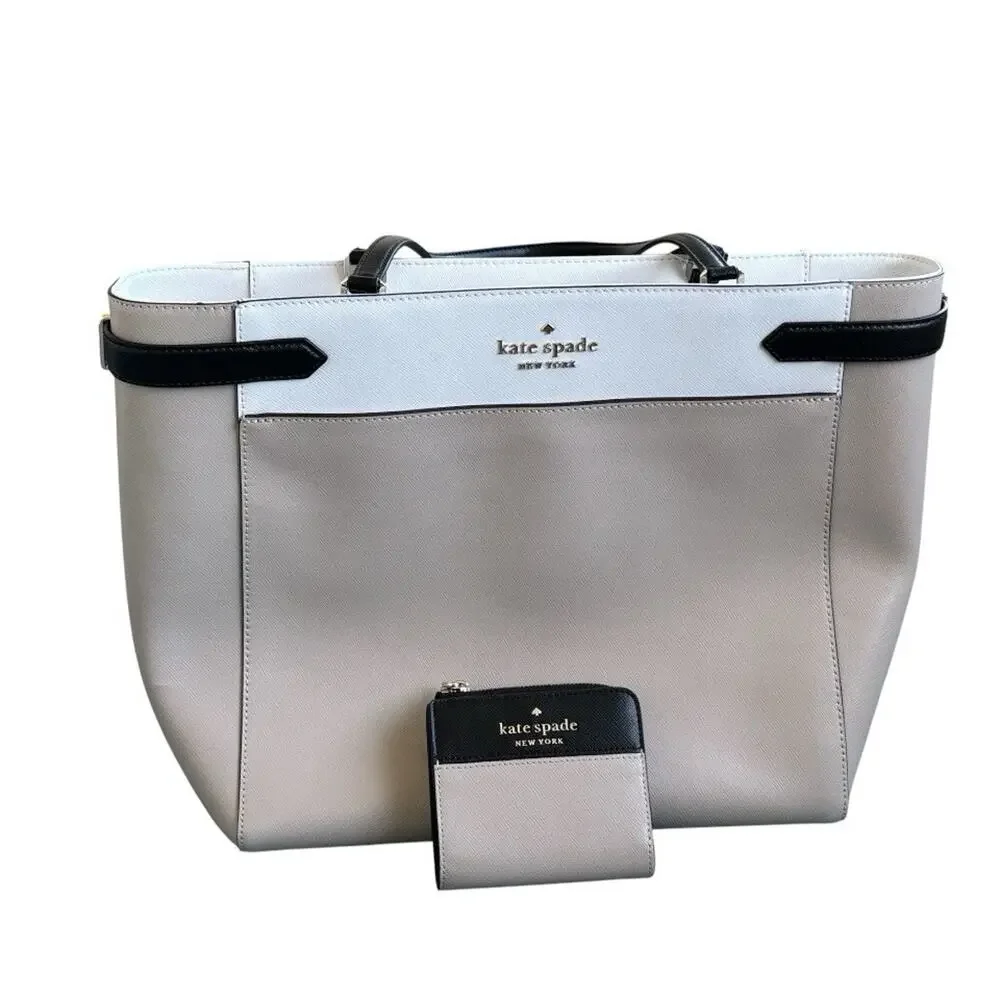 Kate Spade Staci Colorblock Saffiano Leather Laptop Tote & Wallet Set NWT